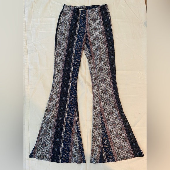 Denim - Graphic print flare trousers